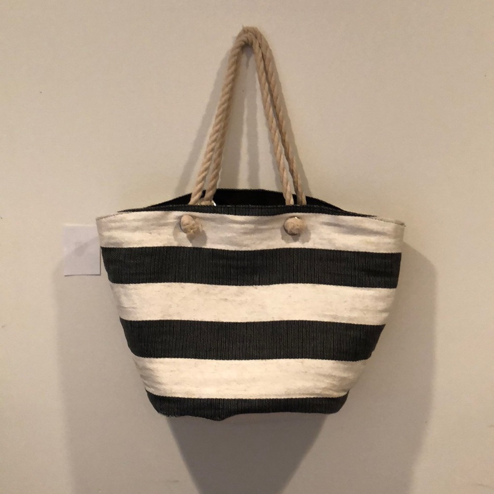Striped Straw Tote